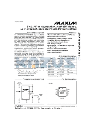MAX1649C/D datasheet - 5V/3.3V or Adjustable, High-Efficiency, Low-Dropout, Step-Down DC-DC Controllers