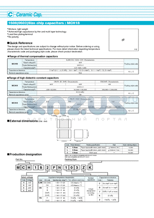 MCH182A103CC datasheet - 1608(0603)Size chip capacitors