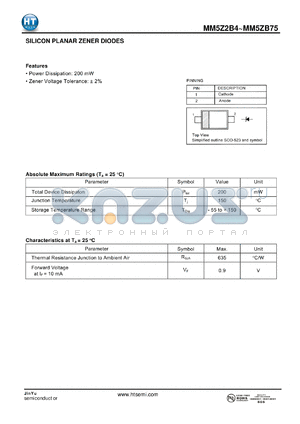 MM5ZB15 datasheet - SILICON PLANAR ZENER DIODES