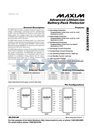 MAX1666VEEP datasheet - Advanced Lithium-Ion Battery-Pack Protector