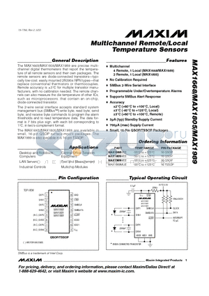 MAX1668_03 datasheet - Multichannel Remote/Local Temperature Sensors