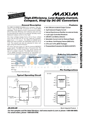 MAX1676EUB datasheet - High-Efficiency, Low-Supply-Current, Compact, Step-Up DC-DC Converters