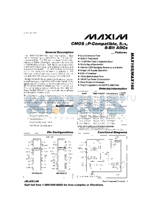 MAX166CMJP datasheet - CMOS lP-Compatible, 5ls, 8-Bit ADCs