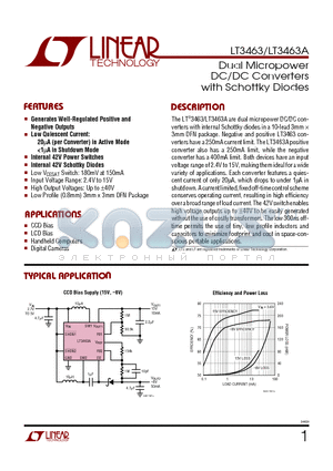 LT3463EDD datasheet - Dual Micropower DC/DC Converters with Schottky Diodes