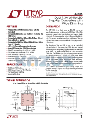 LT3465A datasheet - Dual 1.3A White LED Step-Up Converters with Wide Dimming