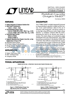 LT3468ES5 datasheet - Photoflash Capacitor Charger in ThinSOT