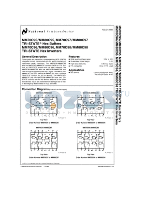 MM70C96 datasheet - TRI-STATE Hex Inverters, Buffers