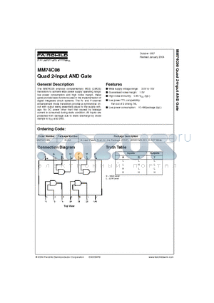 MM74C08 datasheet - Quad 2-Input AND Gate