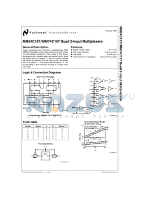 MM74C157N datasheet - Quad 2-Input Multiplexers