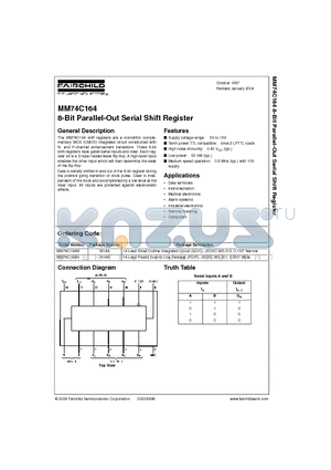 MM74C164N datasheet - 8-Bit Parallel-Out Serial Shift Register