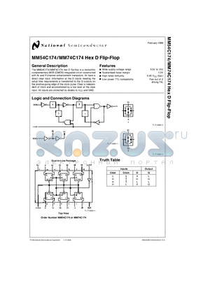 MM74C174 datasheet - Hex D Flip-Flop