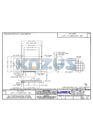 LCR-U12864GSF-WH datasheet - 128x64 GRAPHIC LCD MODULE