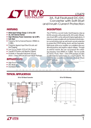 LT3479EDE-TRPBF datasheet - 3A, Full Featured DC/DC Converter with Soft-Start and Inrush Current Protection