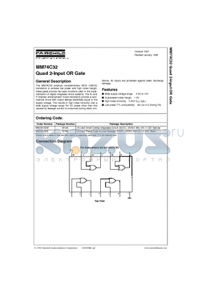 MM74C32N datasheet - Quad 2-Input OR Gate