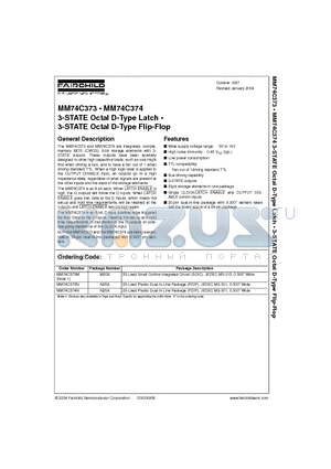 MM74C373 datasheet - 3-STATE Octal D-Type Latch . 3-STATE Octal D-Type Flip-Flop