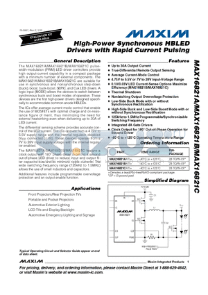 MAX16821BATI+ datasheet - High-Power Synchronous HBLED Drivers with Rapid Current Pulsing