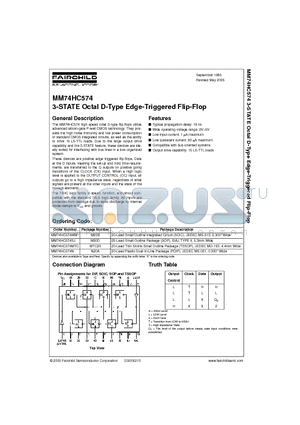 MM74C574MTC datasheet - 3-STATE Octal D-Type Edge-Triggered Flip-Flop