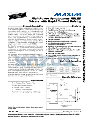 MAX16821C datasheet - High-Power Synchronous HBLED Drivers with Rapid Current Pulsing