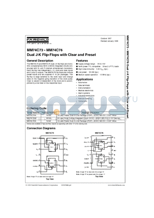 MM74C73 datasheet - Dual J-K Flip-Flops with Clear and Preset