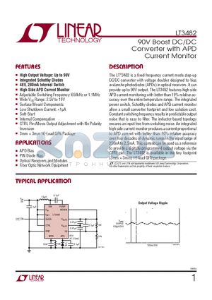 LT3482EUD-TRPBF datasheet - 90V Boost DC/DC Converter with APD Current Monitor