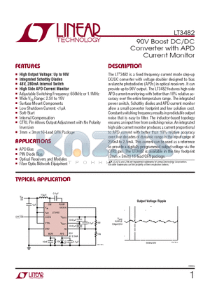 LT3482IUD-PBF datasheet - 90V Boost DC/DC Converter with APD Current Monitor