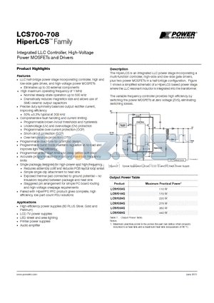 LCS702HG datasheet - Integrated LLC Controller, High-Voltage Power MOSFETs and Drivers