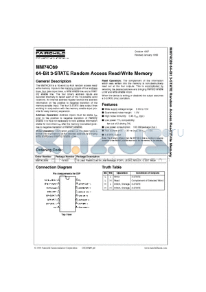 MM74C89 datasheet - 64-Bit 3-STATE Random Access Read/Write Memory