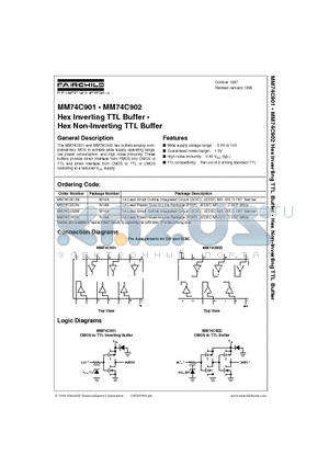 MM74C901N datasheet - Hex Inverting TTL Buffer . Hex Non-Inverting TTL Buffer