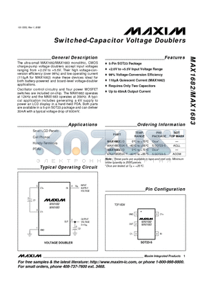 MAX1682C/D datasheet - Switched-Capacitor Voltage Doublers