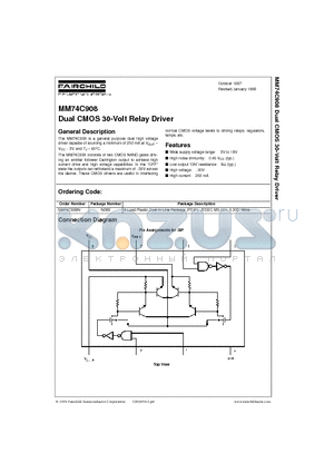 MM74C908 datasheet - Dual CMOS 30-Volt Relay Driver