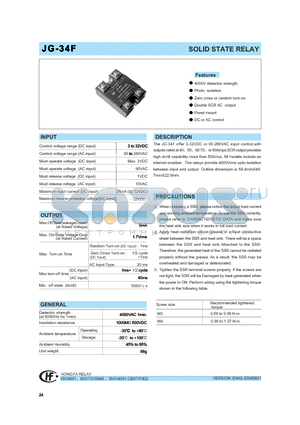 JG-34F/A-380A40PS-L datasheet - SOLID STATE RELAY