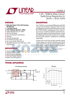 LT3493-3 datasheet - 1.2A, 750kHz Step-Down Switching Regulator in 2mm  3mm DFN