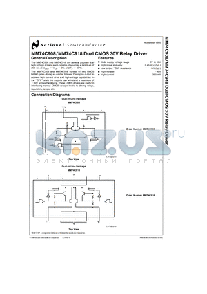 MM74C918J datasheet - Dual CMOS 30V Relay Driver