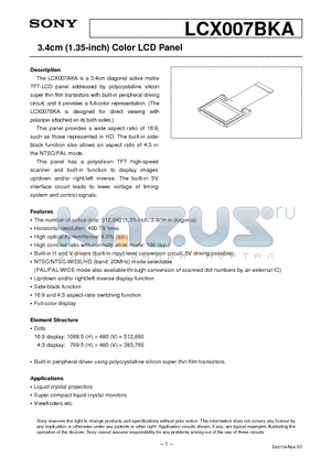 LCX007BKA datasheet - 3.4cm (1.35-inch) Color LCD Panel