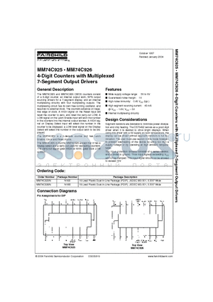 MM74C925N datasheet - 4-Digit Counters with Multiplexed