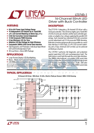 LT3496 datasheet - 16-Channel 50mA LED