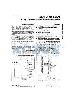 MM74C947C/D datasheet - 4 Digit Up/Down Counter/Decoder/Driver