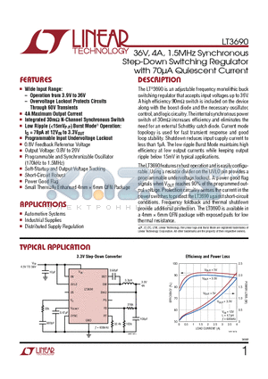 LT3500 datasheet - 36V, 4A, 1.5MHz Synchronous Step-Down Switching Regulator