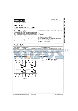 MM74HC00SJ datasheet - Quad 2-Input NAND Gate