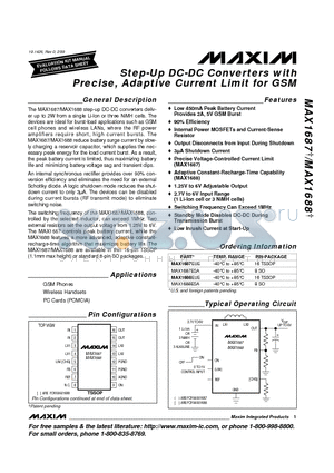 MAX1688ESA datasheet - Step-Up DC-DC Converters with Precise, Adaptive Current Limit for GSM