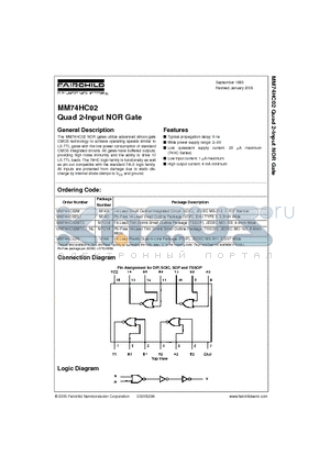 MM74HC02SJ datasheet - Quad 2-Input NOR Gate