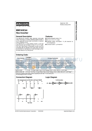 MM74HC04 datasheet - Hex Inverter