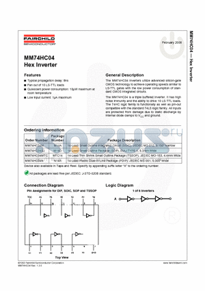 MM74HC04N datasheet - Hex Inverter