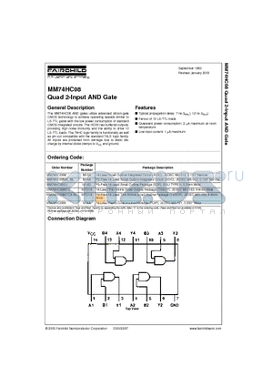 MM74HC08 datasheet - Quad 2-Input AND Gate