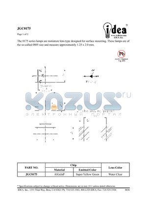 JGC0175 datasheet - miniature lens type designed for surface mounting