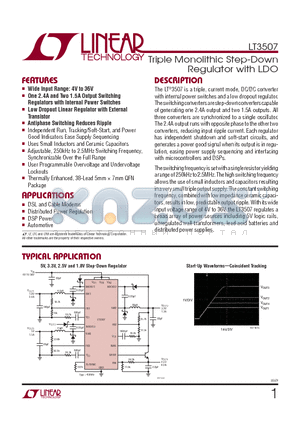 LT3507 datasheet - Triple Monolithic Step-Down Regulator with LDO