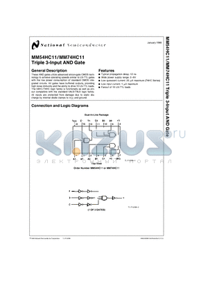 MM74HC11 datasheet - Triple 3-Input AND Gate