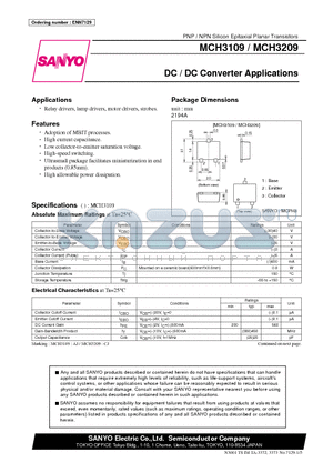 MCH3109 datasheet - DC / DC Converter Applications