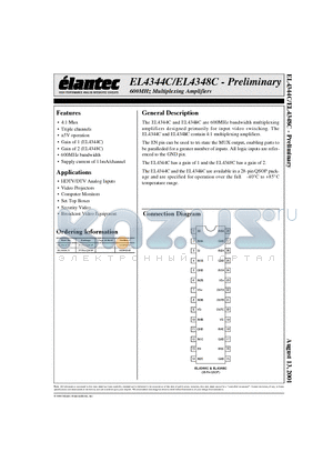 EL4344C datasheet - 600MHz Multiplexing Amplifiers