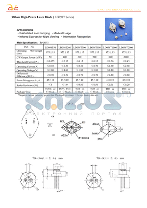 LD098T1000 datasheet - 980nm High-Power Laser Diode